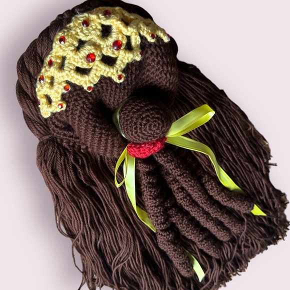 Kids Handmade Beauty And The Beast Belle Crocheted Yarn Wig Dress Up Costume - Picture 2 of 12